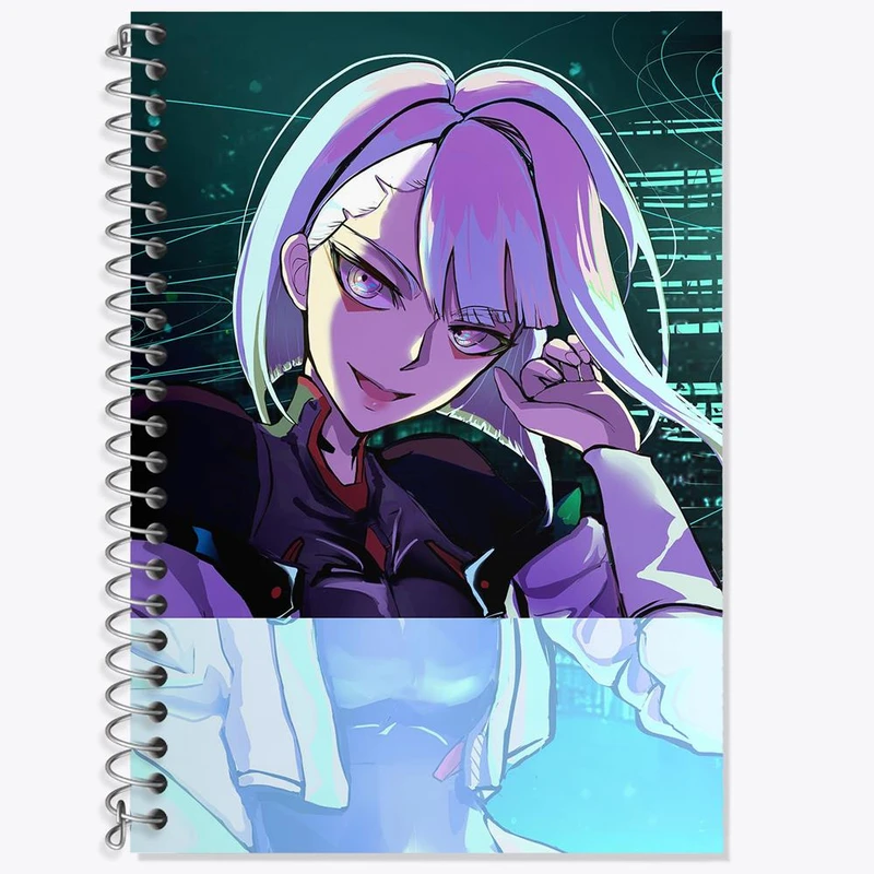 دفتر زبان 50 برگ خندالو مدل سه خط طرح لوسی انیمه سایبر پانک Cyberpunk کد 22437