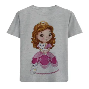 تی شرت آستین کوتاه بچگانه مدل دختر و گربه F459