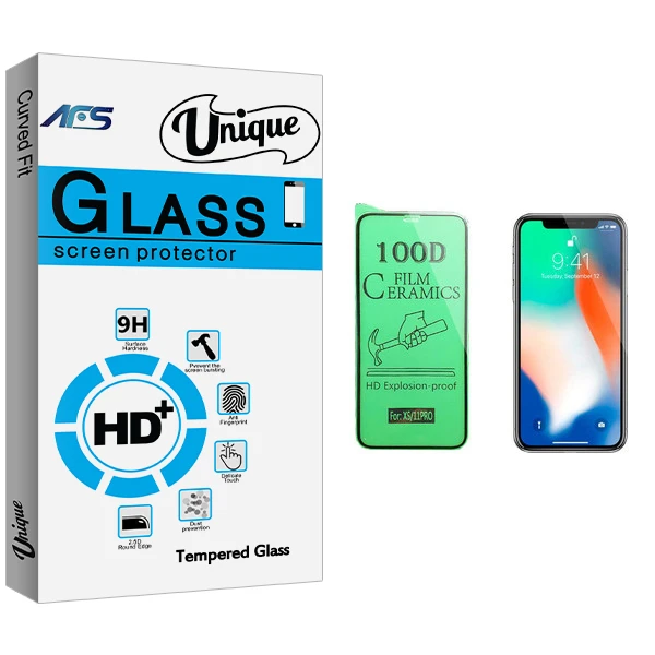محافظ صفحه نمایش سرامیکی ای اف اس مدل Unique Glass مناسب برای گوشی موبایل اپل iPhone X