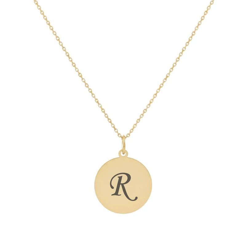 گردنبند طلا 18 عیار زنانه با زنجیر حلقه‌ای (فلامینگو) لیردا مدل حرف R 121288