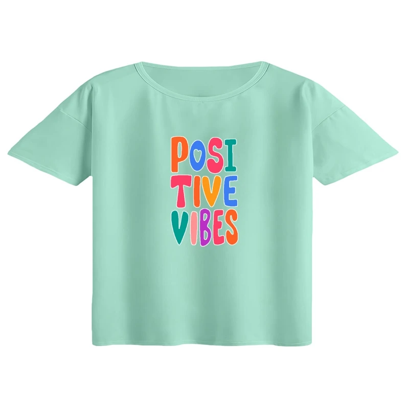 کراپ تی‌شرت آستین کوتاه زنانه مدل انرژی مثبت