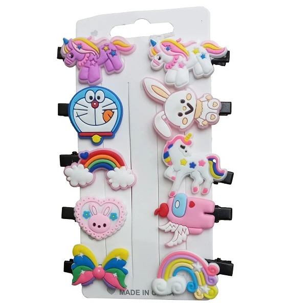 گیره مو دخترانه مدل تک شاخ کد 3138 مجموعه 10 عددی