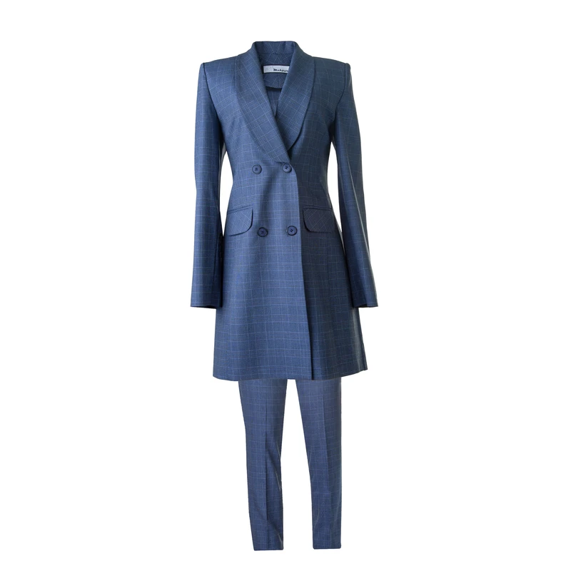 عکس شماره 4 : مانتو و شلوار زنانه مدل چهارخانه یقه آرشال چهار دکمه