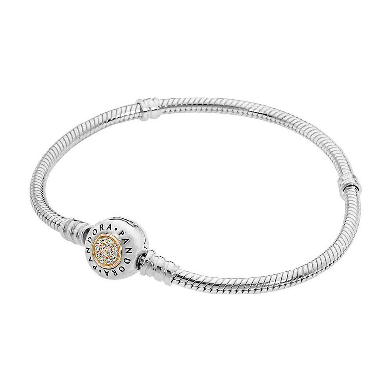 دستبند نقره زنانه پاندورا مدل Moments Two Tone Signature Clasp