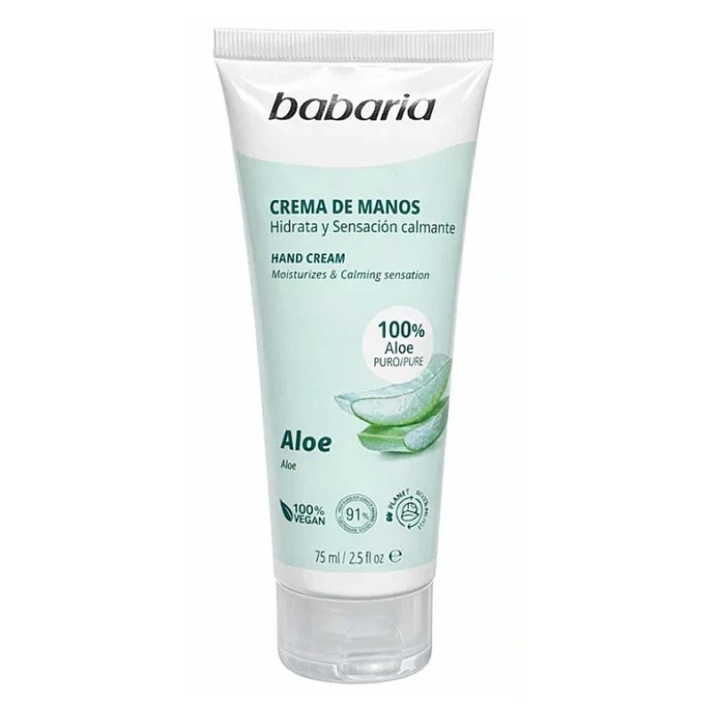 کرم مرطوب‌کننده دست باباریا مدل Aloe مناسب برای انواع پوست، خشک، حساس حجم 75 میلی‌لیتر