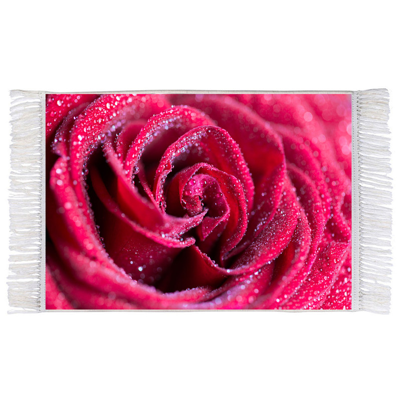 فرش ماشینی دیوارکوب اطلس آبی طرح گل رز مدل T1041