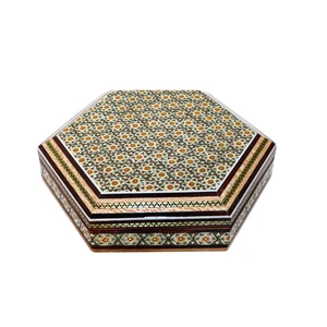 جعبه جواهرات خاتم کاری طرح 8 ضلعی کد 17154O2f2