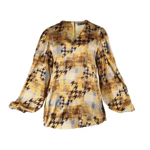 بلوز زنانه مدل  يقه زنجيري چهار خانه