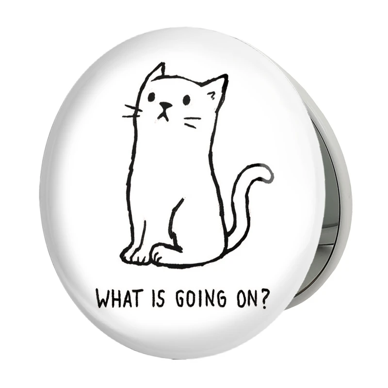 آینه جیبی خندالو طرح گربه کنجکاو مدل تاشو کد 29315