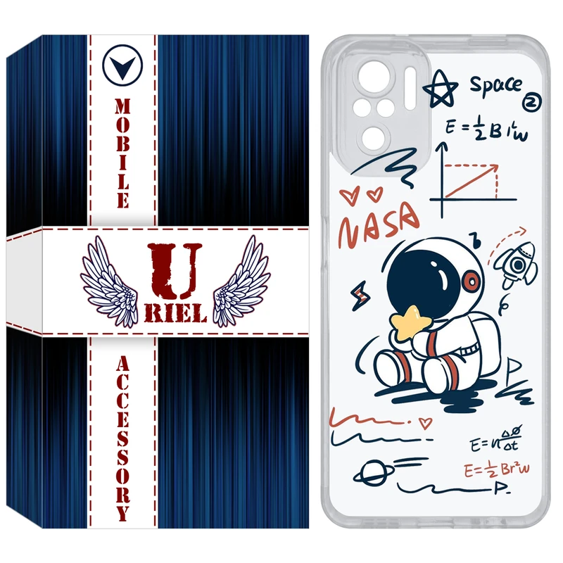 کاور یوریل مدل Clear کد 1 طرح فضانورد مناسب برای گوشی موبایل شیائومی Redmi Note 10 4G / Note 10S / Poco M5s