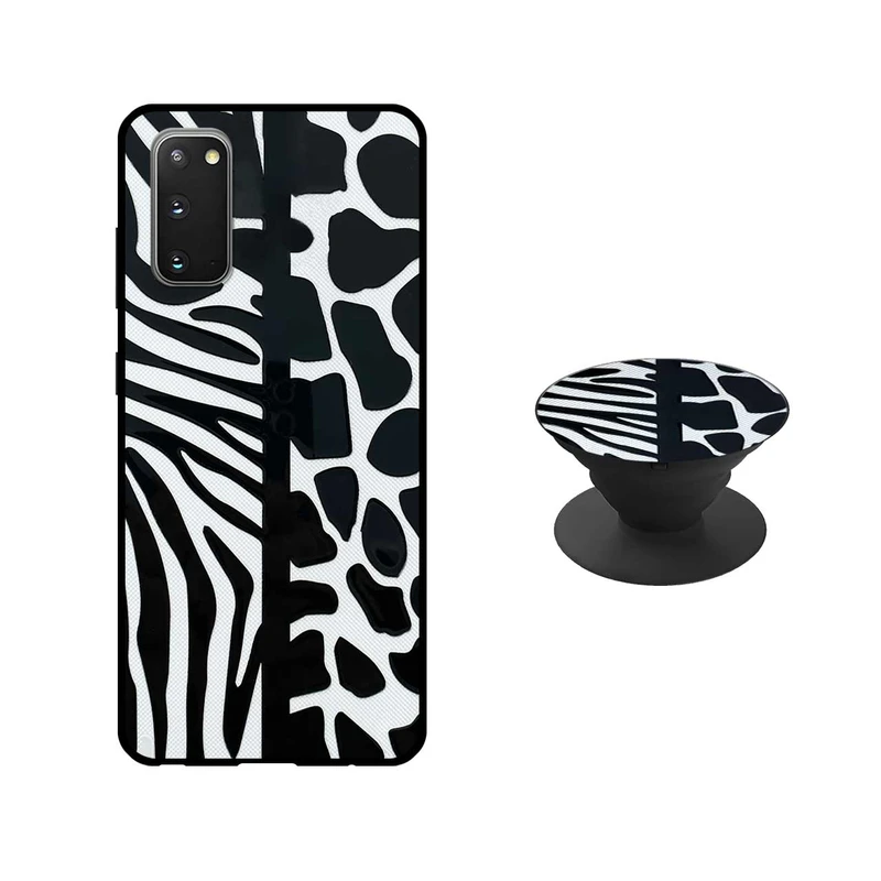 کاور دکین مدل Rikki طرح Zebra مناسب برای گوشی موبایل سامسونگ Galaxy S20 به همراه پایه نگهدارنده