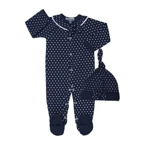 ست سرهمی و کلاه نوزادی آدمک مدل  137901 رنگ سرمه ای