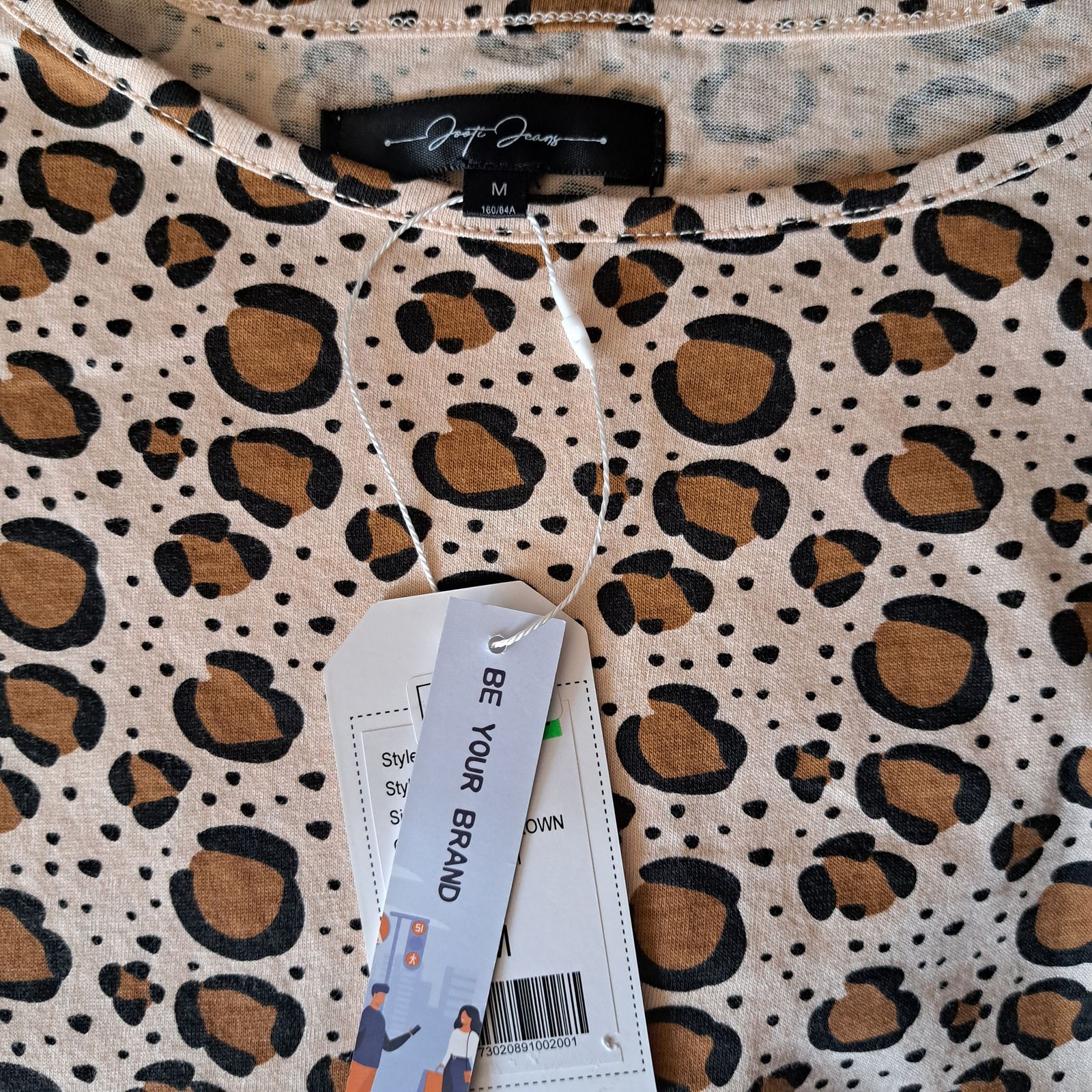 تی شرت آستین کوتاه زنانه جوتی جینز مدل پلنگی کد 1551349 رنگ قهوه‌ای -  - 5