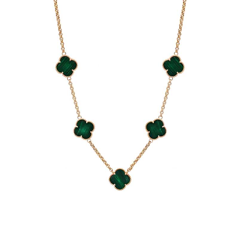 گردنبند رولو طلا 18 عیار زنانه الی گالری مدل ونکلیف و مالاکیت