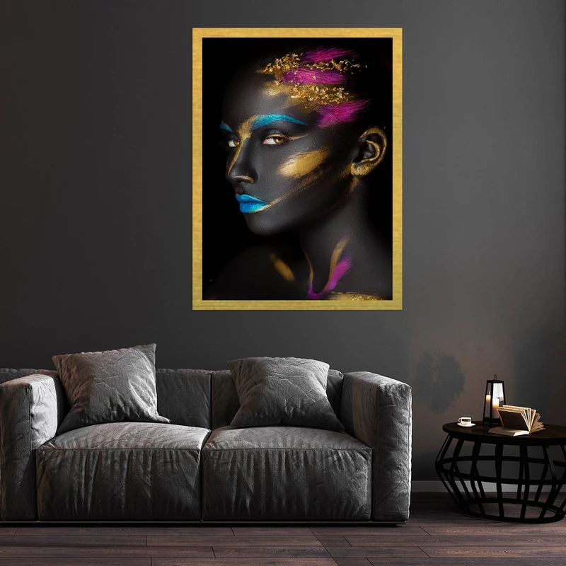 تابلو بکلیت طرح چهره هنری و رنگی مدل قاب شاسی T-S10331