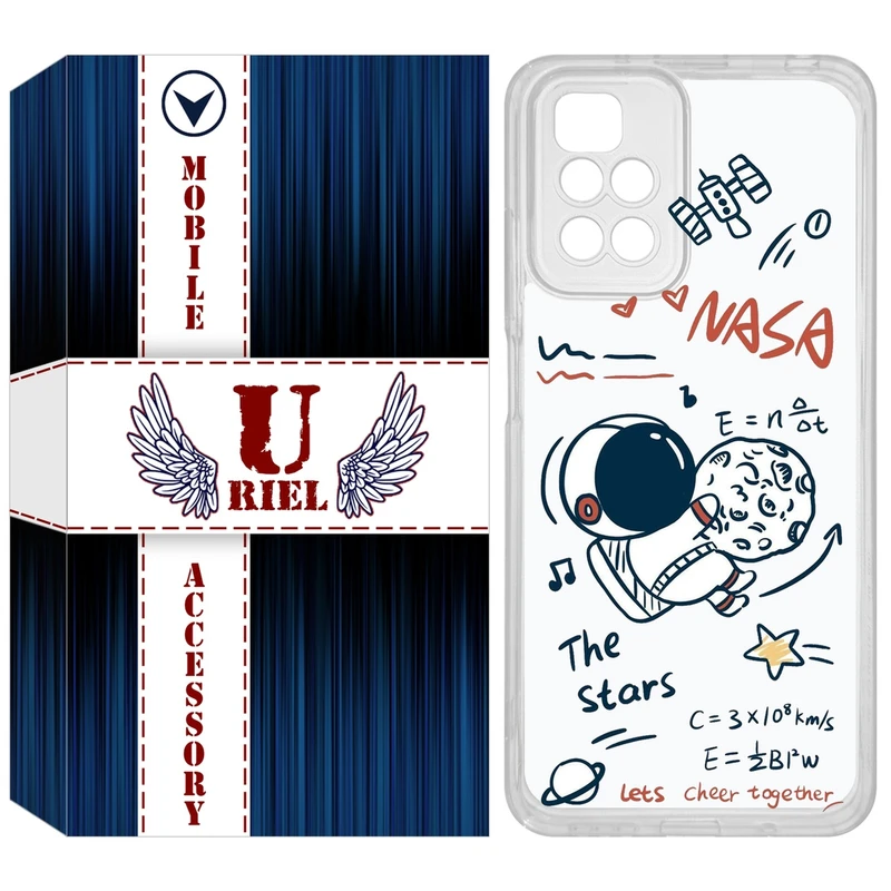 کاور یوریل مدل Clear کد 27 طرح ناسا مناسب برای گوشی موبایل شیائومی Redmi 10 / 10 Prime