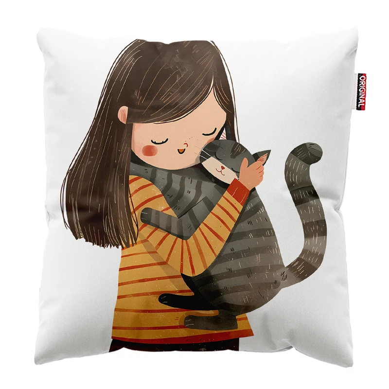 کوسن پاد آفرین مدل گربه کیوت بامزه فانتزی کد PK401656 سایز 40*40 سانتی متر