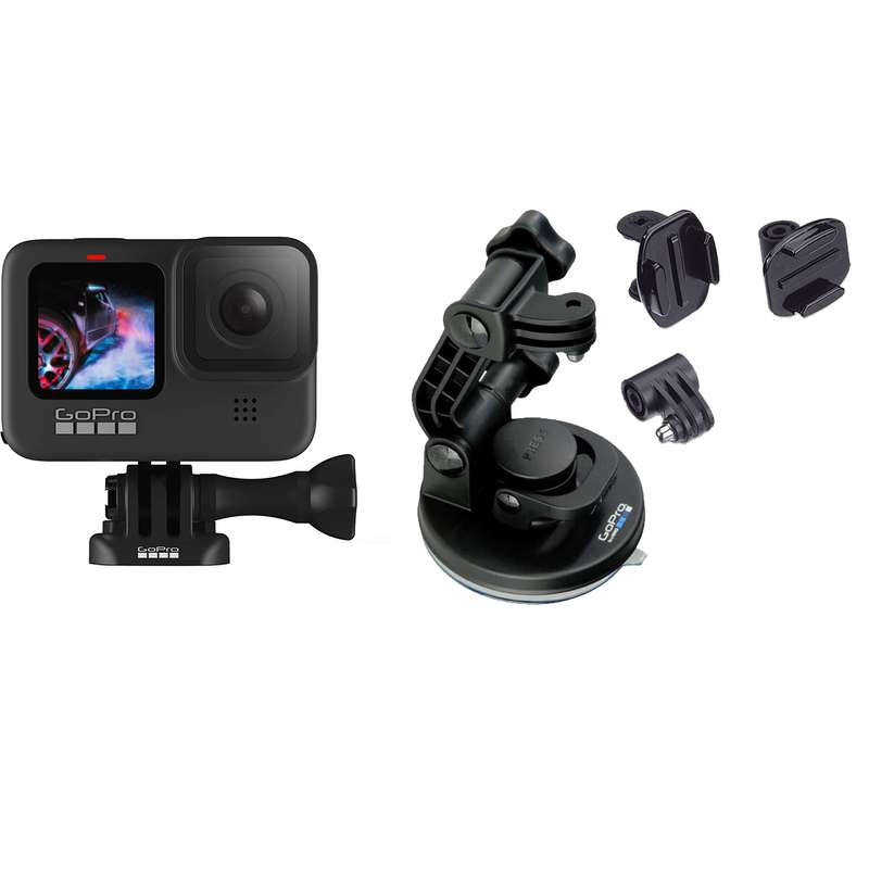 دوربین فیلم برداری ورزشی گوپرو مدل HERO9 به همراه گیره و اتصال بادکشی