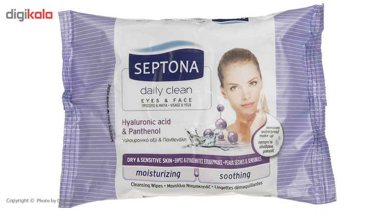 دستمال مرطوب سپتونا مدل Hyaluronic Acid And Panthenol بسته 20 عددی