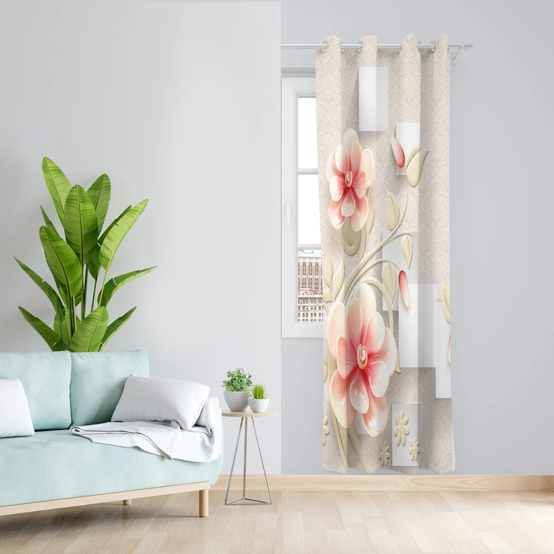 پرده طرح گل مدل مخمل پانچی کد 4716 z سایز 140x200 سانتی متر