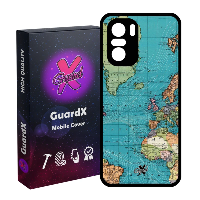 کاور گارد ایکس طرح نقشه مدل Glass10226 مناسب برای گوشی موبایل شیائومی Poco F3/MI 11X/MI 11X Pro/Redmi K40/K40 Pro