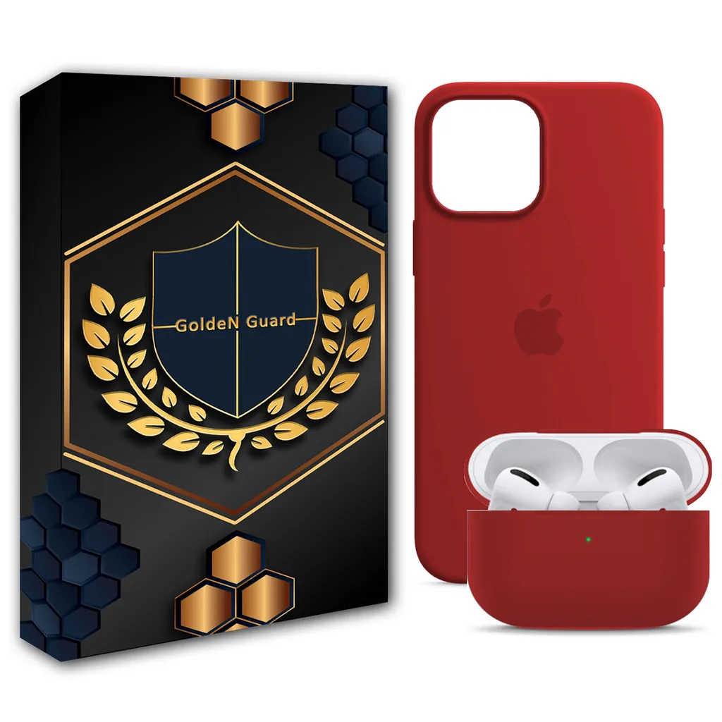 کاور گلدن گارد مدل سیلیکونی مناسب برای گوشی موبایل اپل iphone 13 pro به همراه کاور کیس ایرپاد پرو