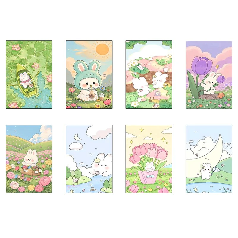 پوستر کارنيکا طرح خرگوش کیوت Cute Rabbit کد 13550 مجموعه 8 عددی