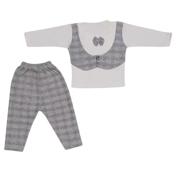 ست تیشرت و شلوار نوزادی پسرانه مدل جنتلمن کد T10