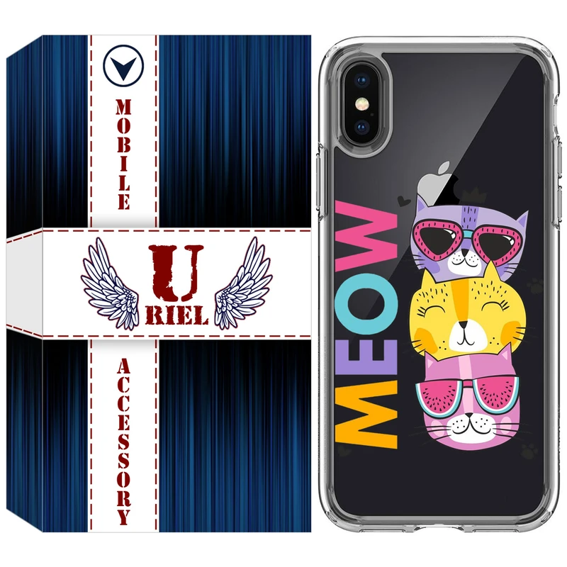 کاور یوریل قاب مدل Clear کد 57 طرح گربه مناسب برای گوشی موبایل اپل iPhone X / iPhone XS