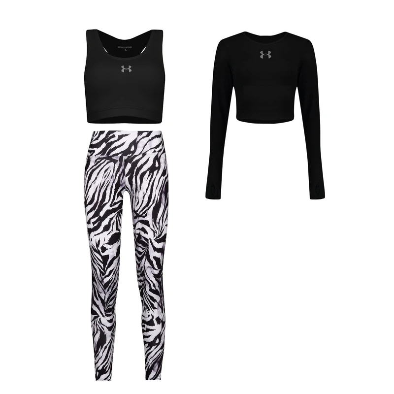 ست سه تکه لباس ورزشی زنانه مدل 1801-4104-63 رنگ مشکی