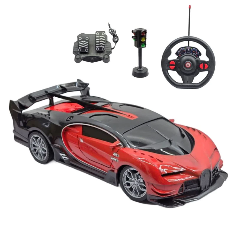 ماشین بازی کنترلی ناب سل مدل بوگاتی شارژی پدال دار فرمانی همراه با چراغ راهنمایی Lamborghini