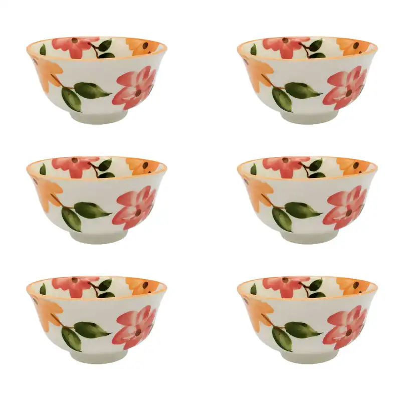 کاسه سرامیکی مدل آبگوشت خوری طرح بهار گل ها بسته 6 عددی