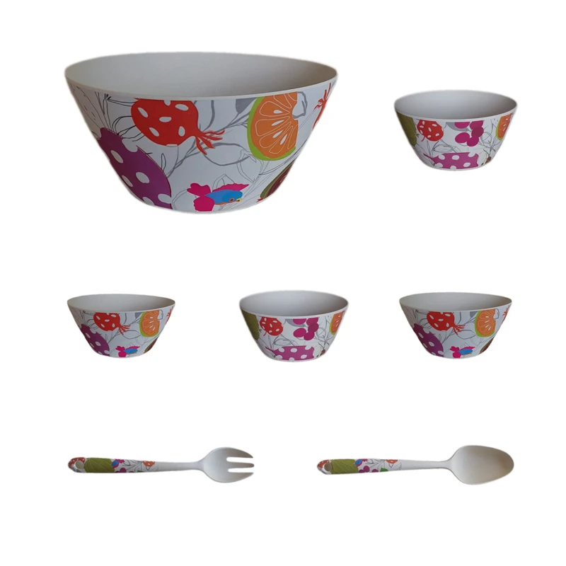 سرویس غذاخوری 7 پارچه مدل بامبو فایبر طرح میوه