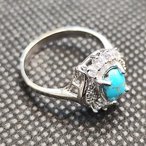 انگشتر نقره زنانه سنگ فیروزه نیشابور کد27