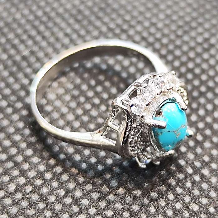 انگشتر نقره زنانه سنگ فیروزه نیشابور کد27