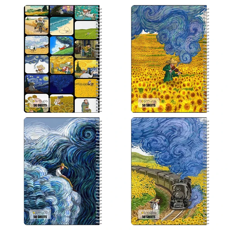 دفتر نقاشي 50 برگ کارنيکا طرح فانتزی ون‌گوگ Van Gogh Fantasy کد 77215 مجموعه 4 عددی