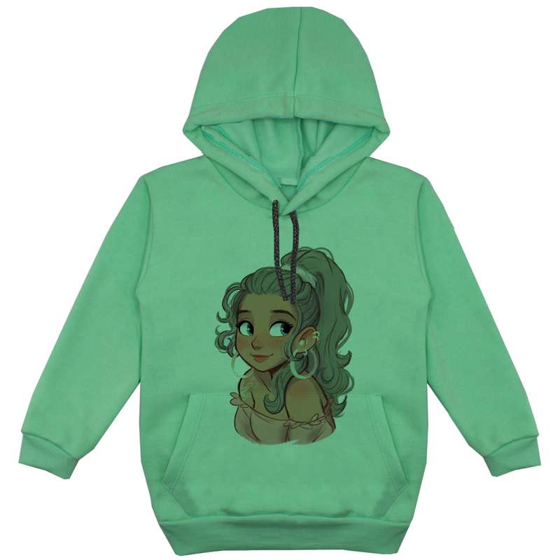 هودی دخترانه مدل دخترک F55 رنگ سبز