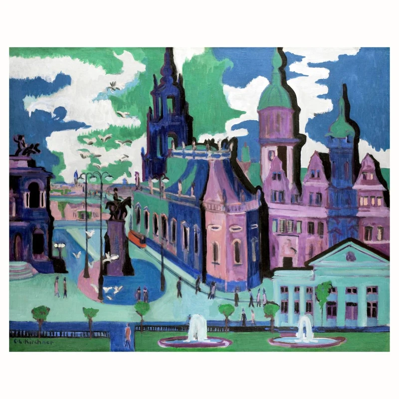 پوستر مدل وینتیج کرشنر - چشم انداز درسدن شلوسپلاتز رترو 