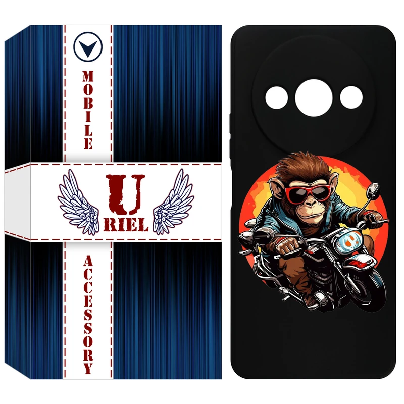 کاور یوریل قاب مدل KSH کد 32 طرح میمون موتورسوار مناسب برای گوشی موبایل شیائومی Redmi A3 / A3x