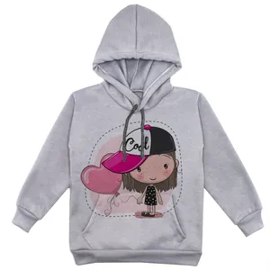 هودی دخترانه مدل دخترک F42 رنگ طوسی