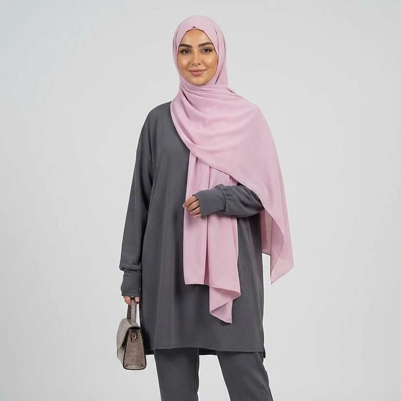 شال حریر زنانه مدل مزونی ساده کد 99205 با طول و عرض 70*174 سانتی‌متر