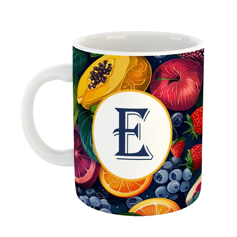 ماگ پادآفرین مدل فانتزی طرح حرف E کد 39