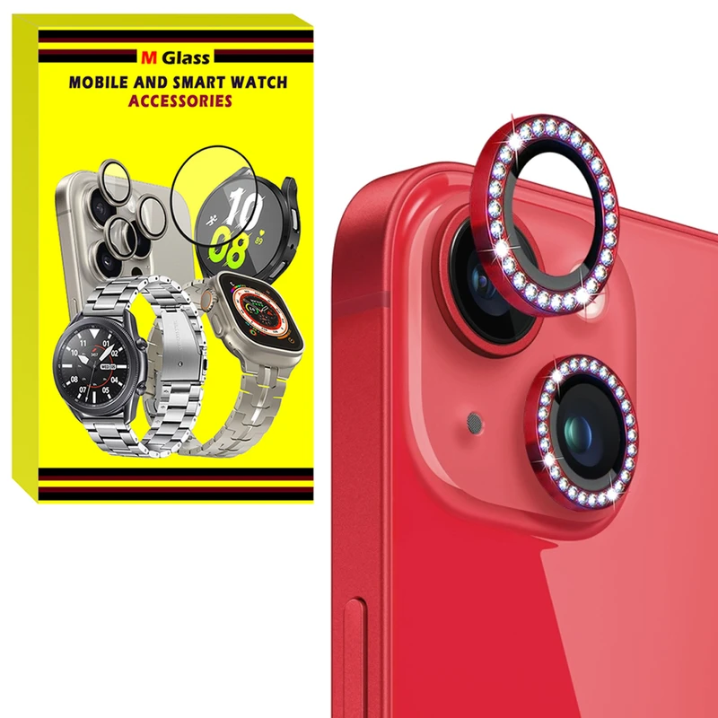 محافظ لنز دوربین فلزی ام‌گلس مدل RNG Diamond MG مناسب برای گوشی موبایل اپل iPhone 15