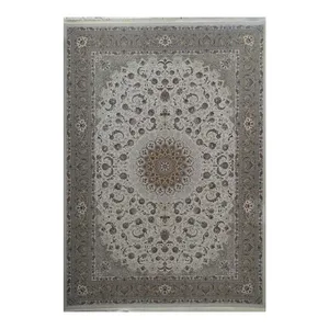 فرش ماشینی 1700 شانه فرش مشهد زمینه کرم حاشیه موشی مدل 817262