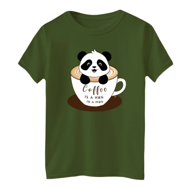تی شرت آستین کوتاه بچگانه مدل پاندا و قهوه