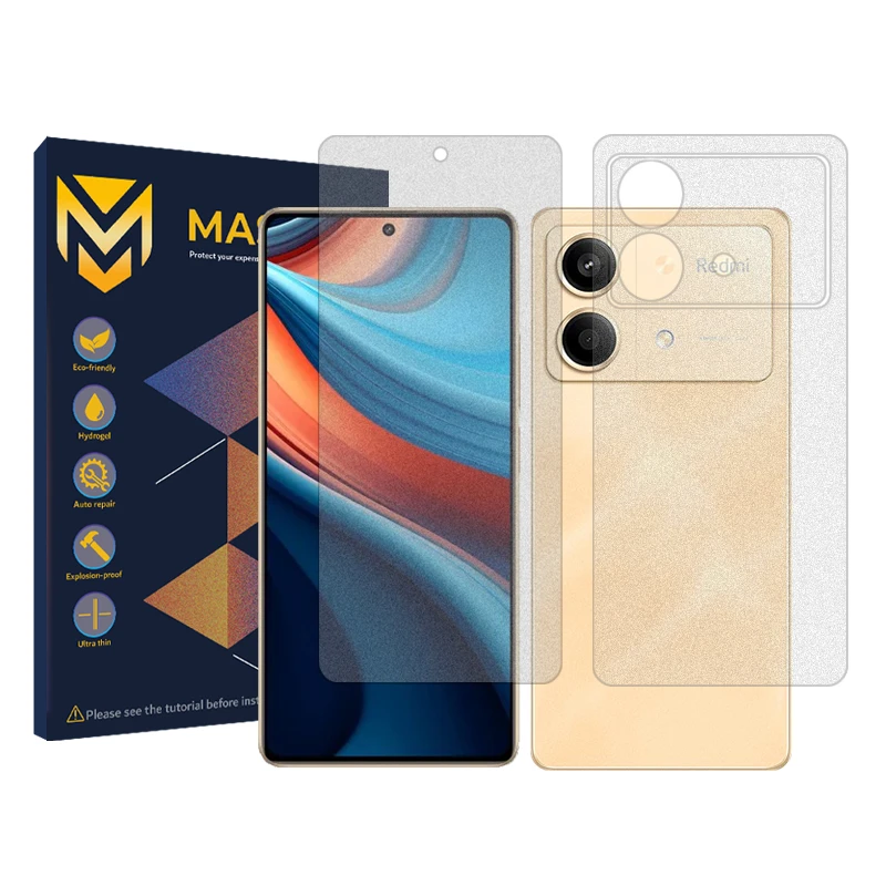 محافظ صفحه نمایش مات مستر مدل Resistant مناسب برای گوشی موبایل شیائومی Redmi Note 13R Pro به همراه محافظ پشت گوشی
