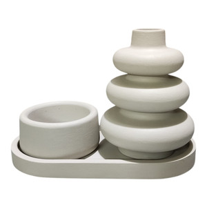 ست جاعودی و گلدان بتنی مدل آبشار به همراه سینی