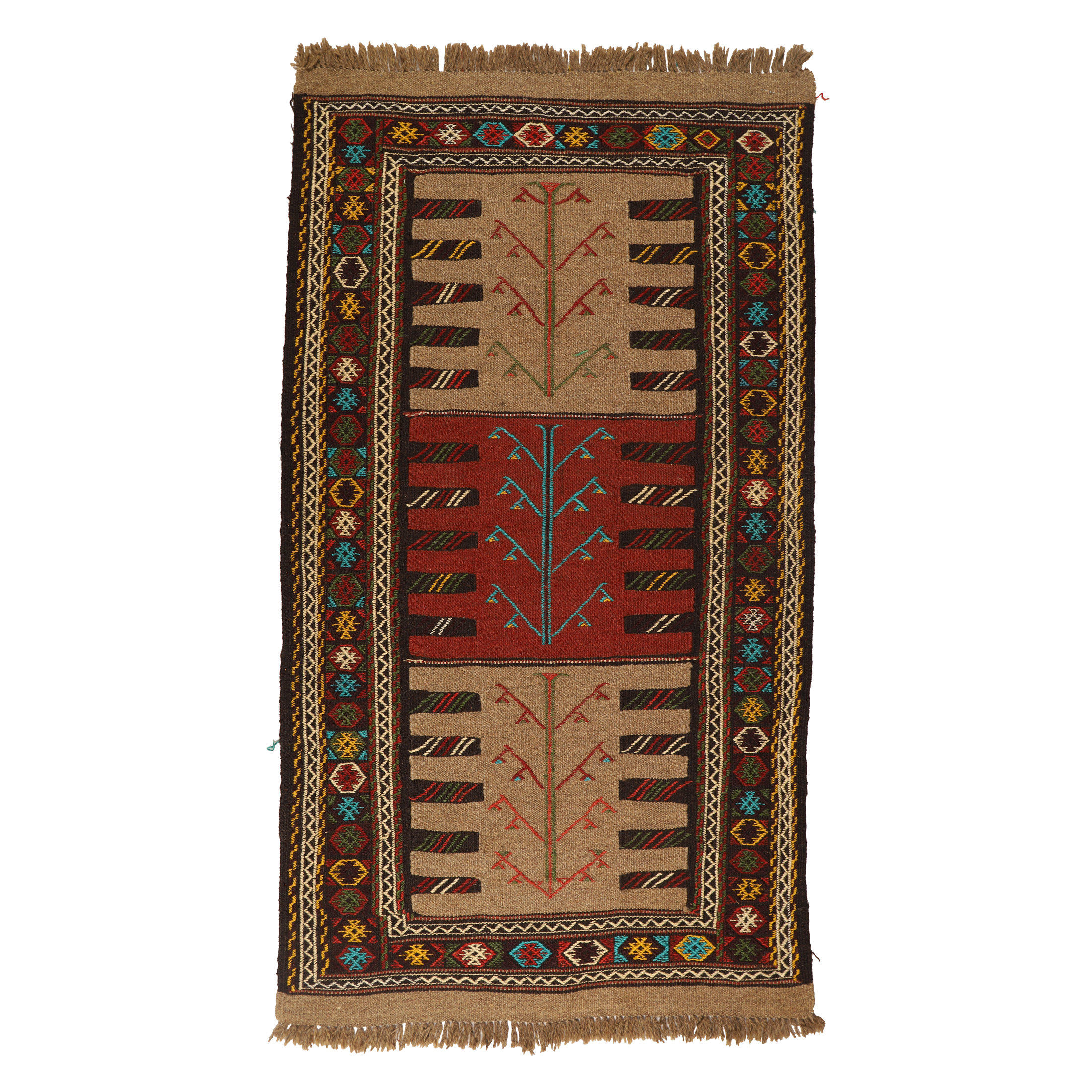 گلیم دستبافت دومتری طرح سفره کردی کد 140411