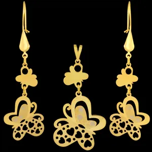 نیم ست طلا 18 عیار زنانه طلای مستجابی مدل پروانه شیدا قلب کد 67146