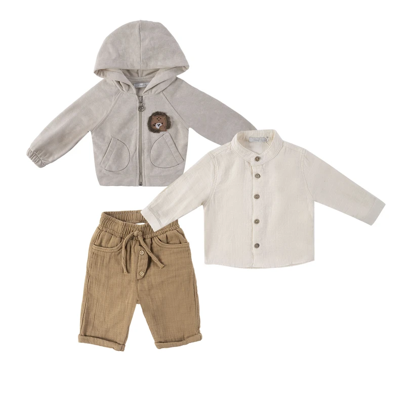 ست 3 تکه لباس پسرانه فیورلا مدل شیر یالدار 25556